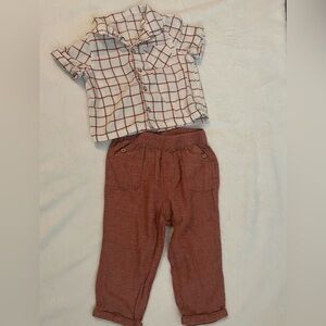 Cat & Jack plaid button down shirt and pants set